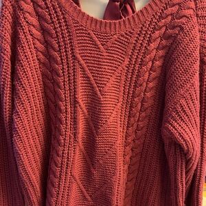 Women's Cable Knit Sweater - Rust